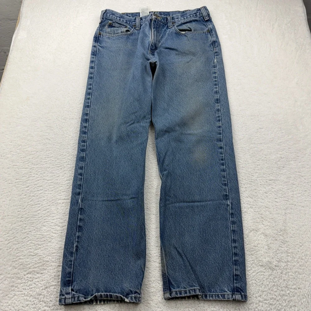 Carhartt Relaxed Fit Straight Leg‎ Jeans Men's 36x32 Blue Cotton Work Pants